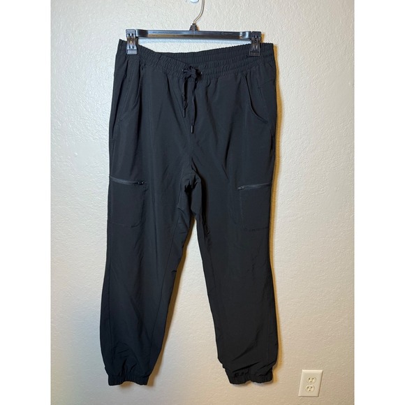Eddie Bauer Women's Black Fleece Lined Snow Pants Drawstring Pockets Size 12 - Picture 1 of 4